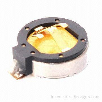 Coin Type Vibration Motor with 10mm Diameter, 3.0mm Thickness, 15000rpm Rated Speed, Spring Contacts